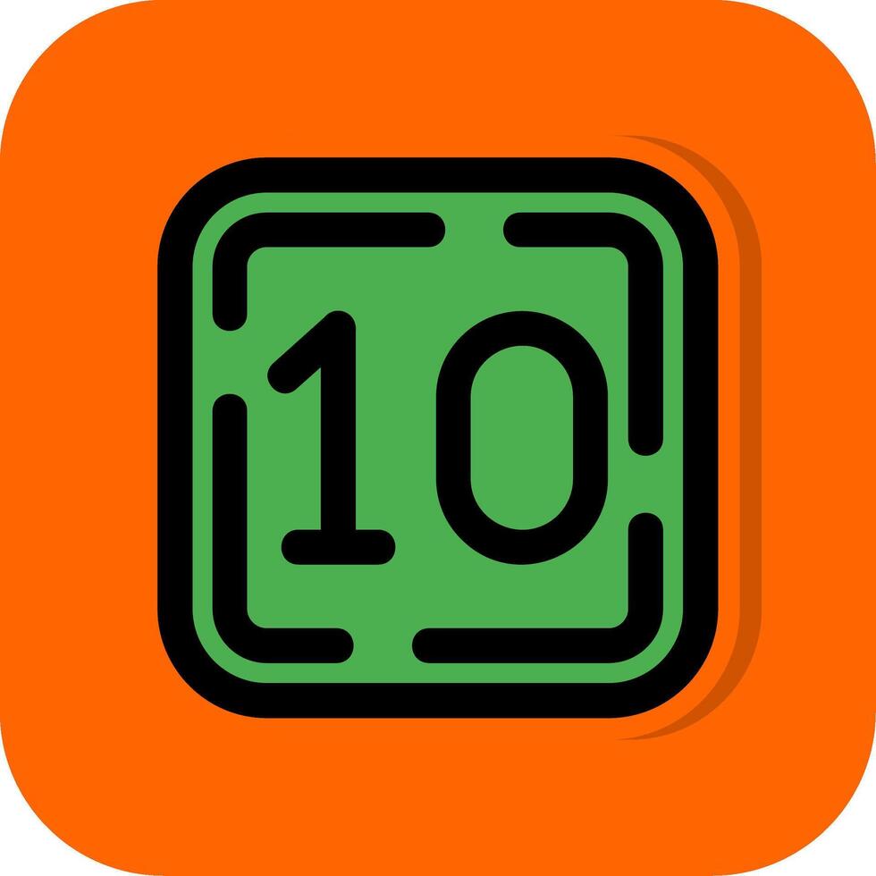 Ten Filled Orange background Icon vector