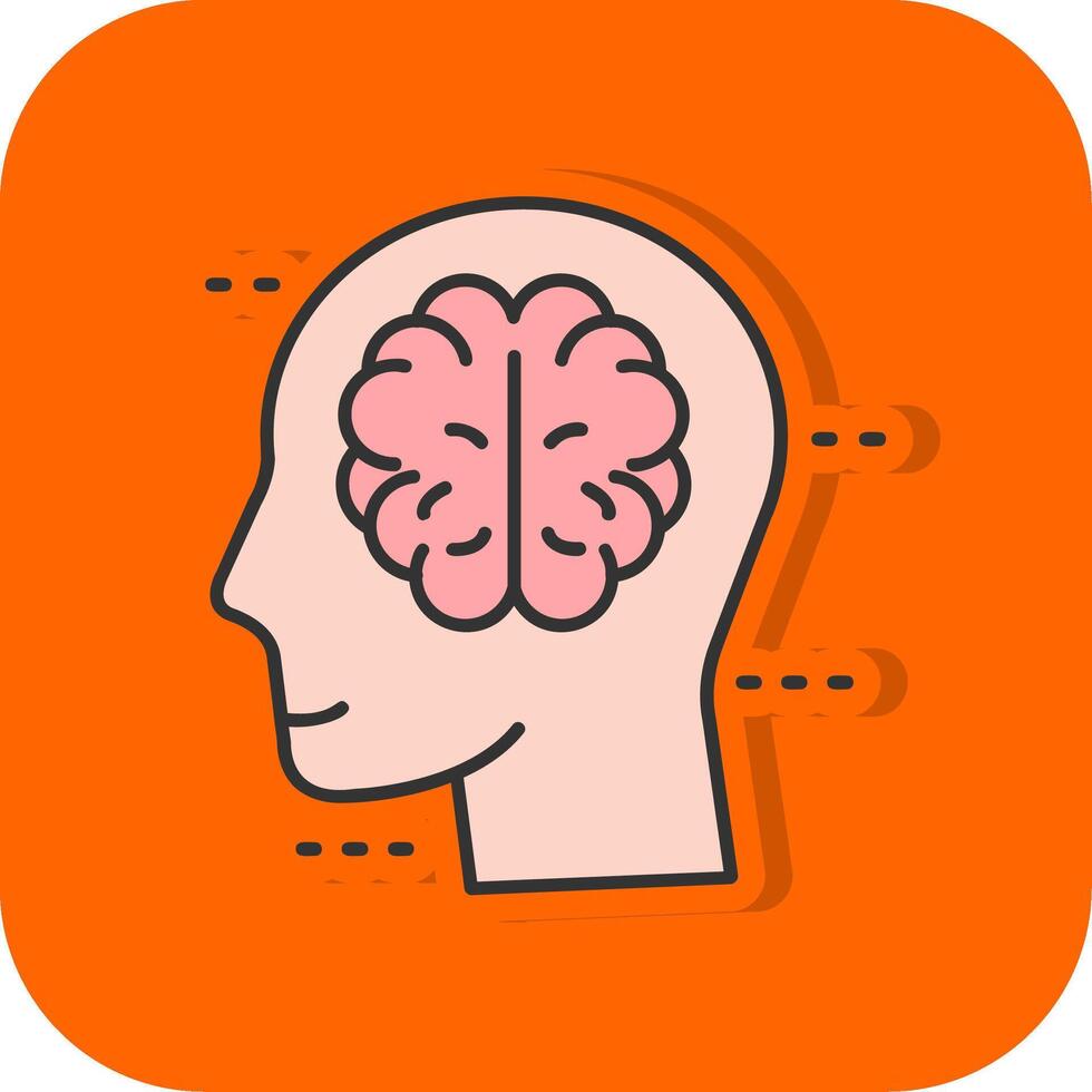 Brain Filled Orange background Icon vector