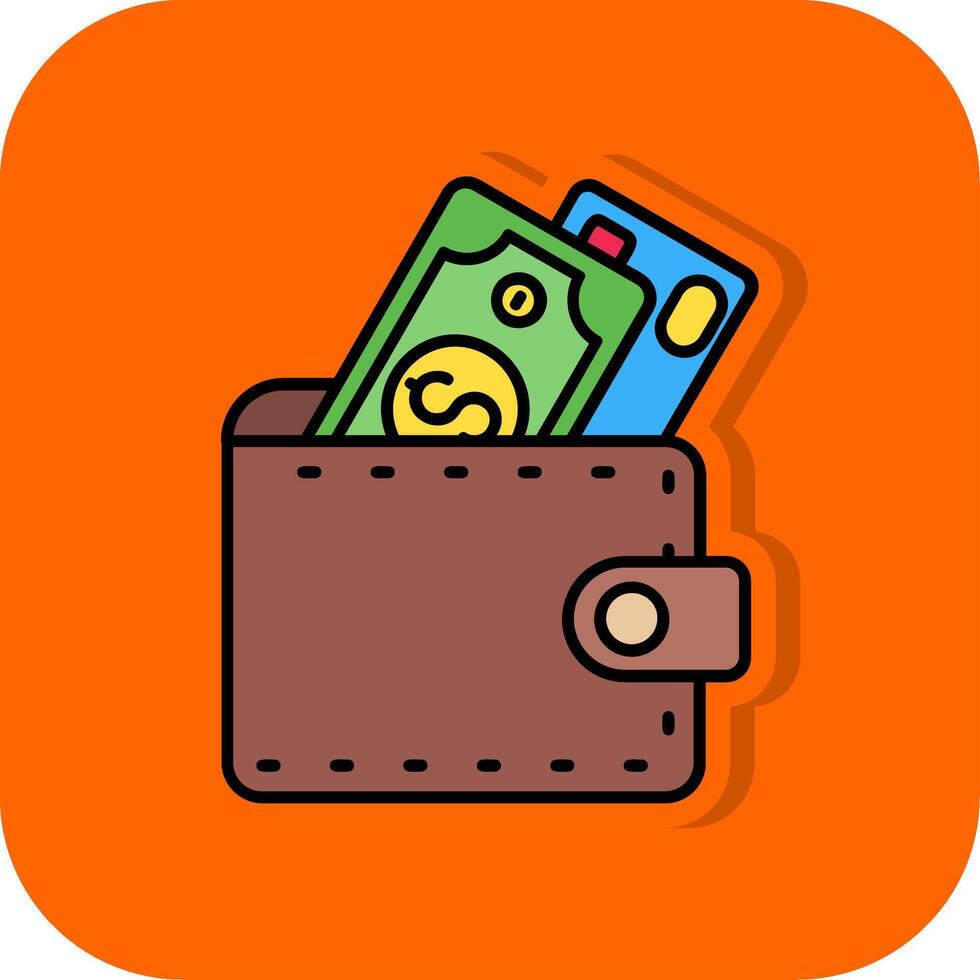 Wallet Filled Orange background Icon vector