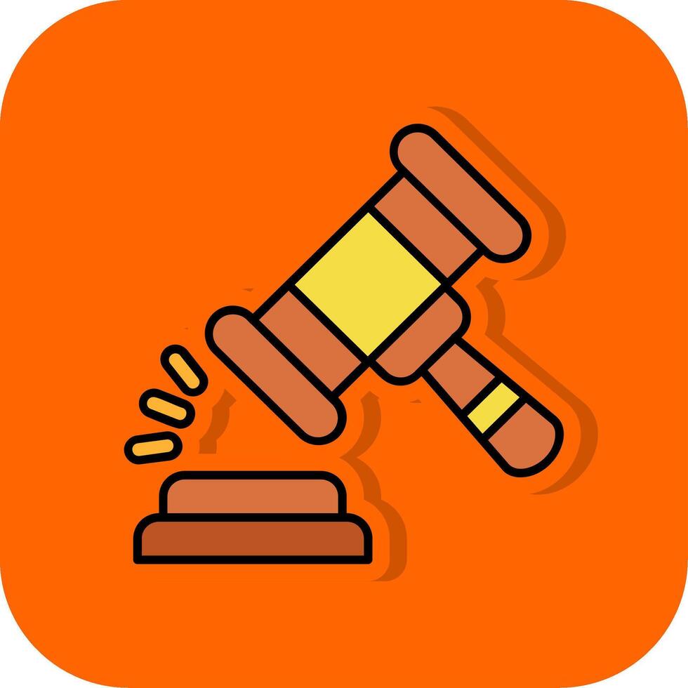Gavel Filled Orange background Icon vector