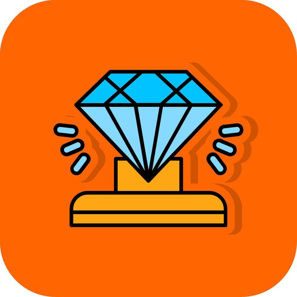 Diamond Filled Orange background Icon vector