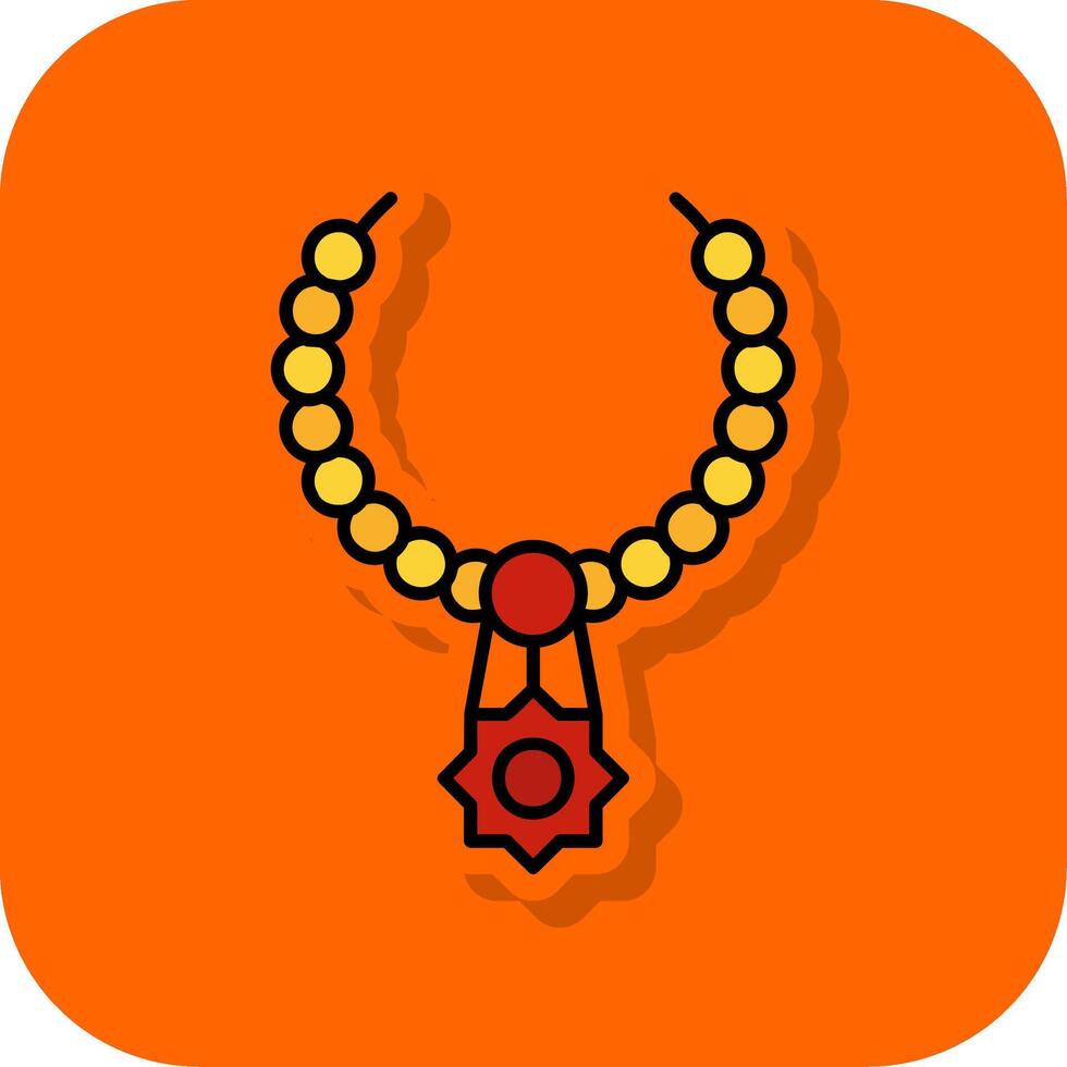 Necklace Filled Orange background Icon vector