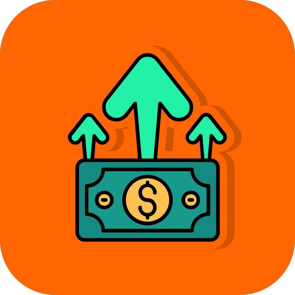 Increase Filled Orange background Icon vector