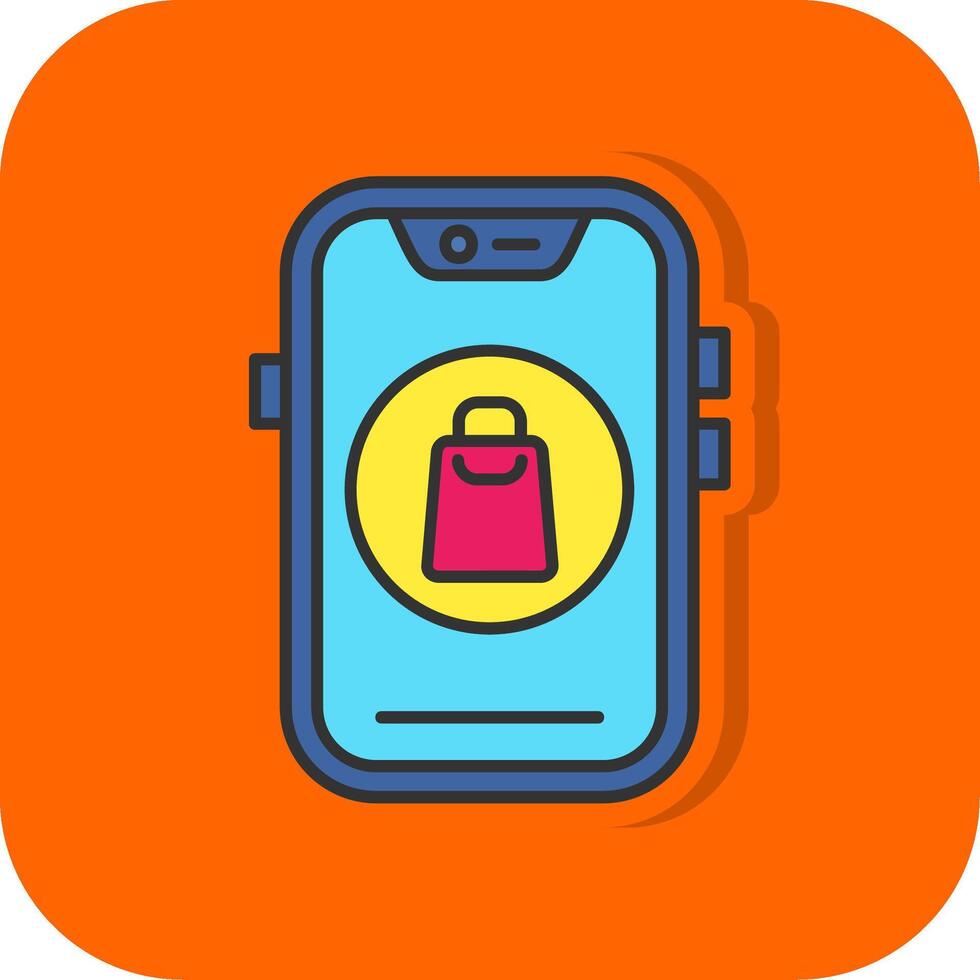 Shopping Filled Orange background Icon vector