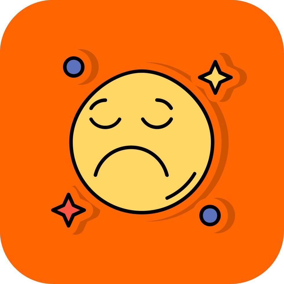 Sad Filled Orange background Icon vector