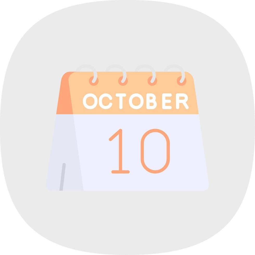 10 de octubre plano curva icono vector