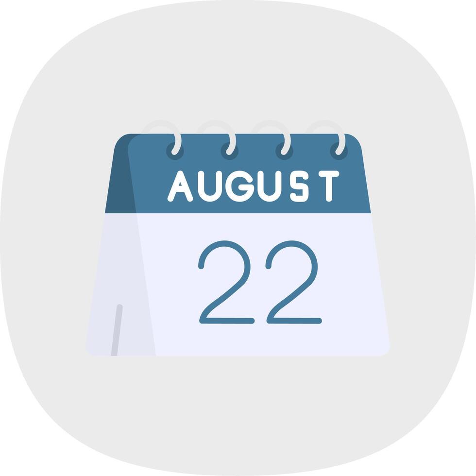 22nd of August Flat Curve Icon vector