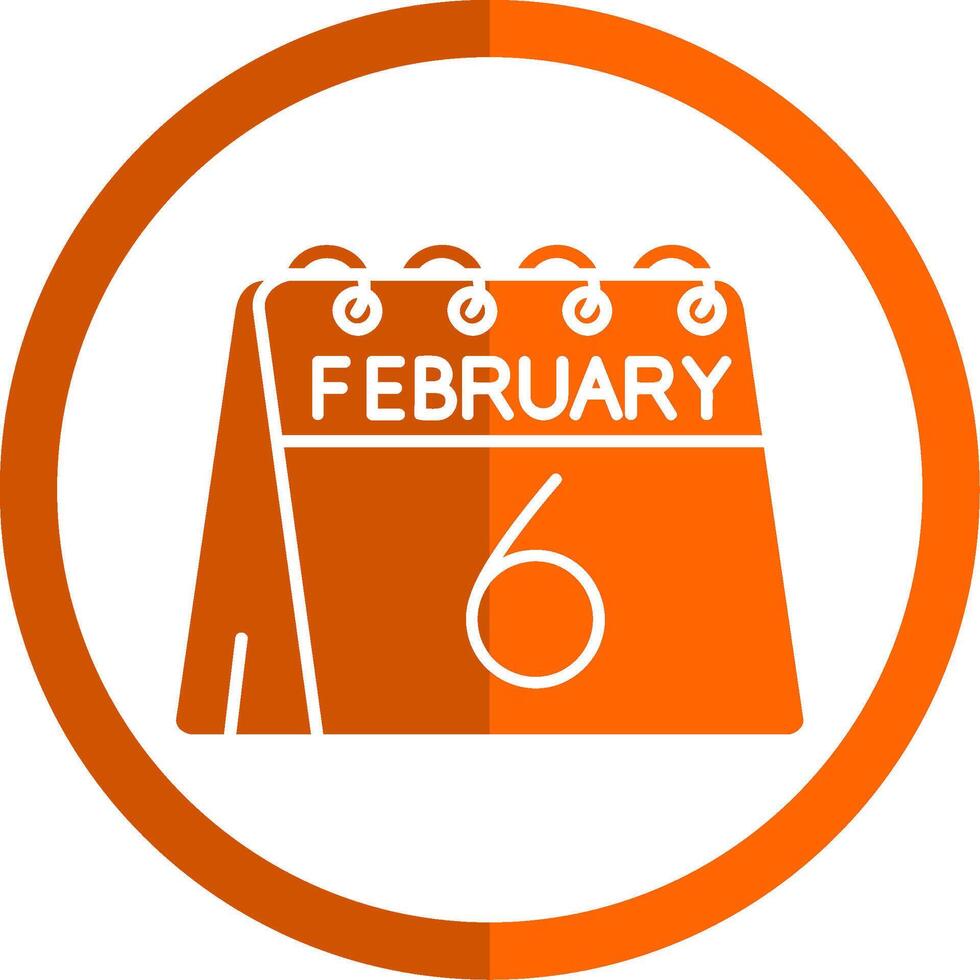 6to de febrero glifo naranja circulo icono vector