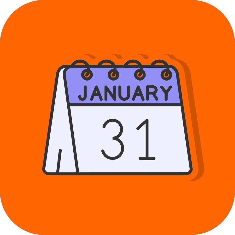 31st of January Filled Orange background Icon vector