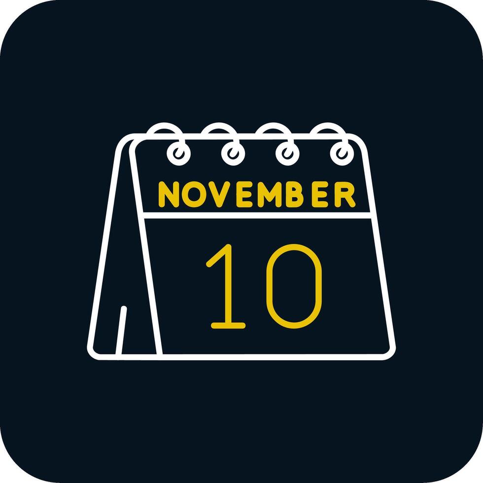 10 de noviembre línea amarillo blanco icono vector