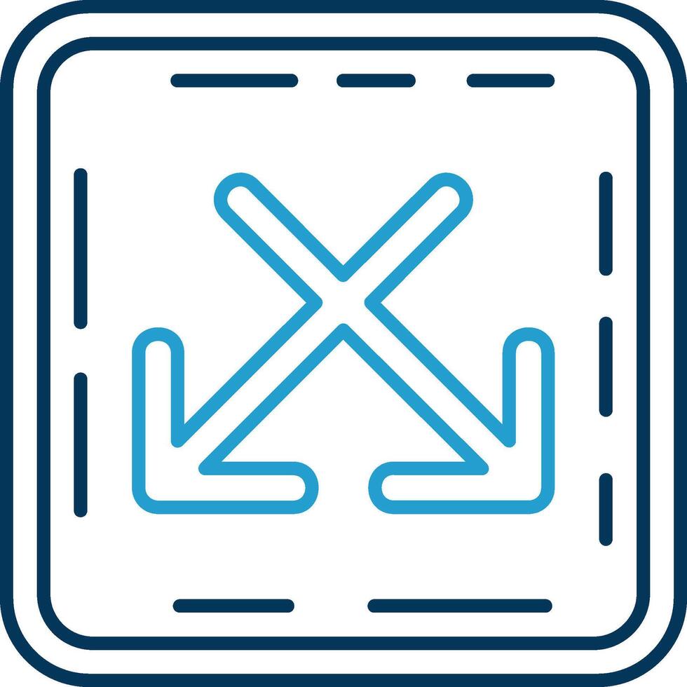 Intersect Line Blue Two Color Icon vector