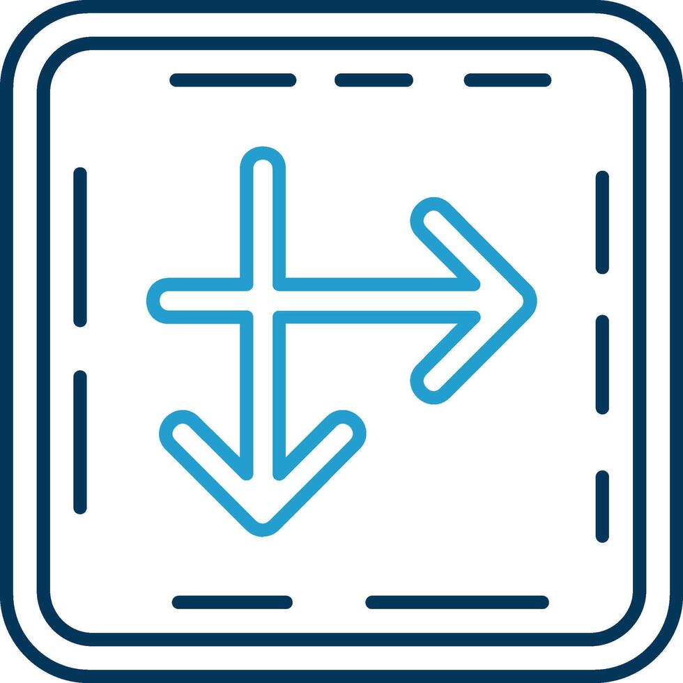 Intersect Line Blue Two Color Icon vector