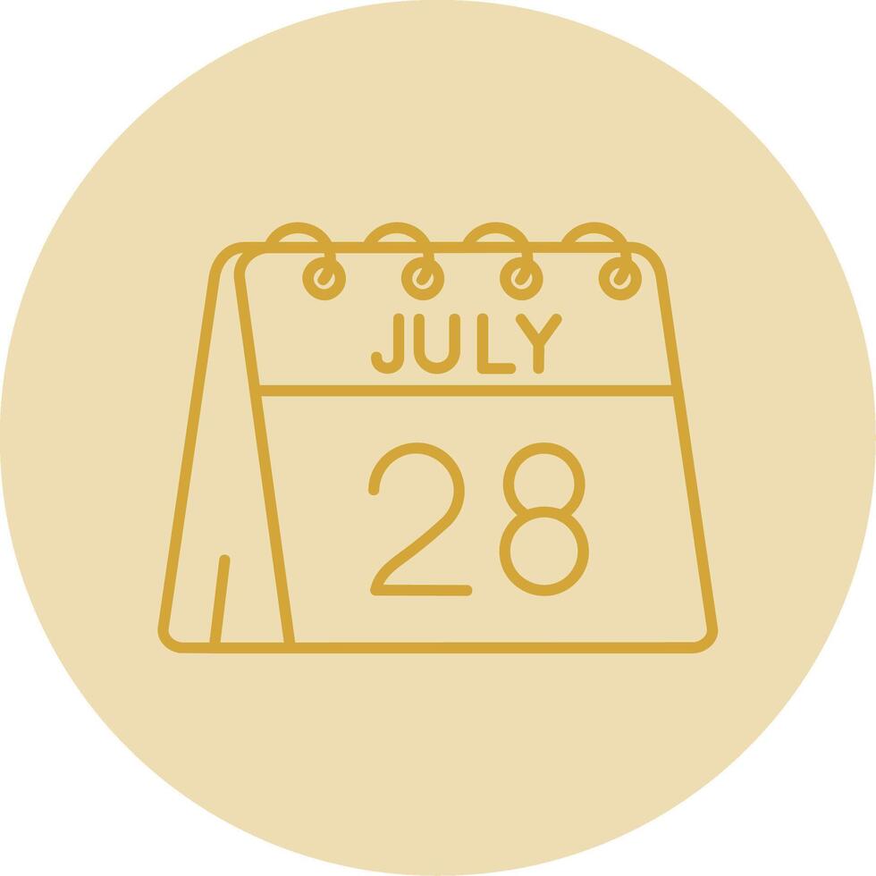 28th of July Line Yellow Circle Icon vector