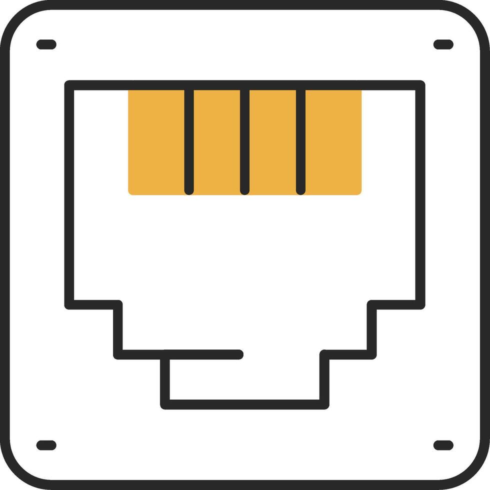 Ethernet Skined Filled Icon vector