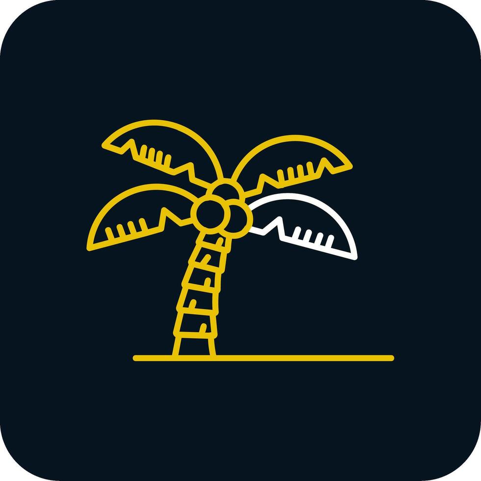 palma árbol línea amarillo blanco icono vector