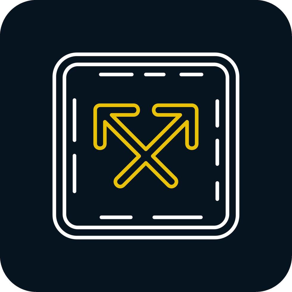 Intersect Line Yellow White Icon vector