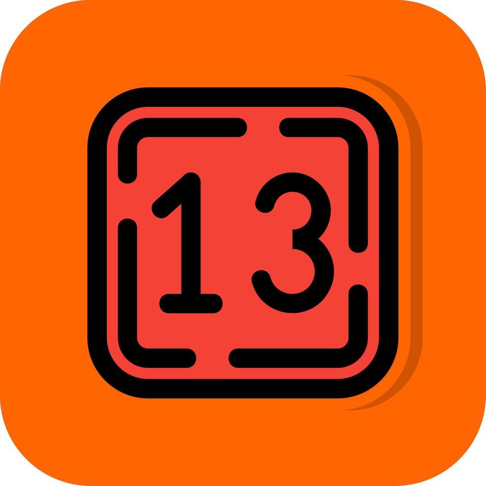 Thirteen Filled Orange background Icon vector