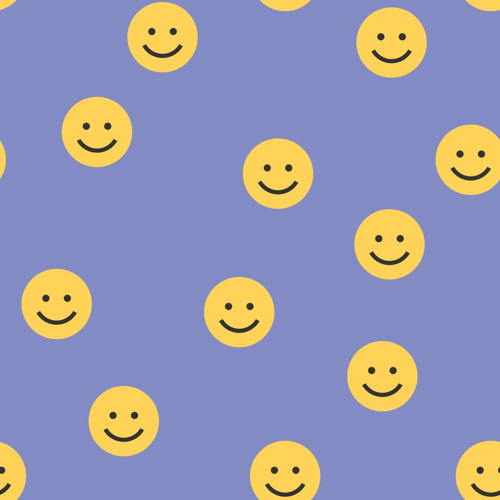 Cool Trendy Groovy Smile Seamless Pattern. Vector seamless emoji pattern design