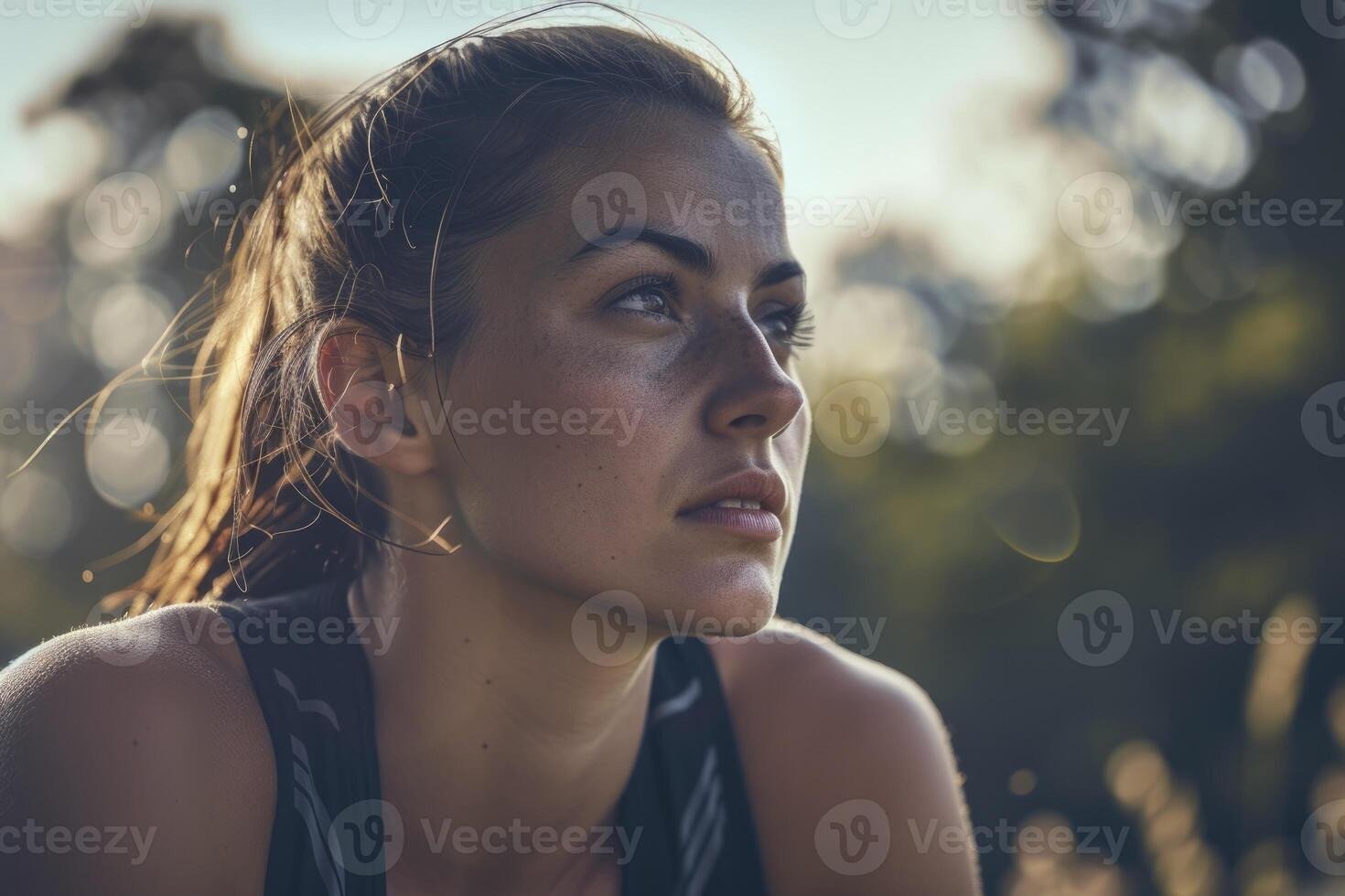 AI generated girl walking in the mountains. generative ai photo