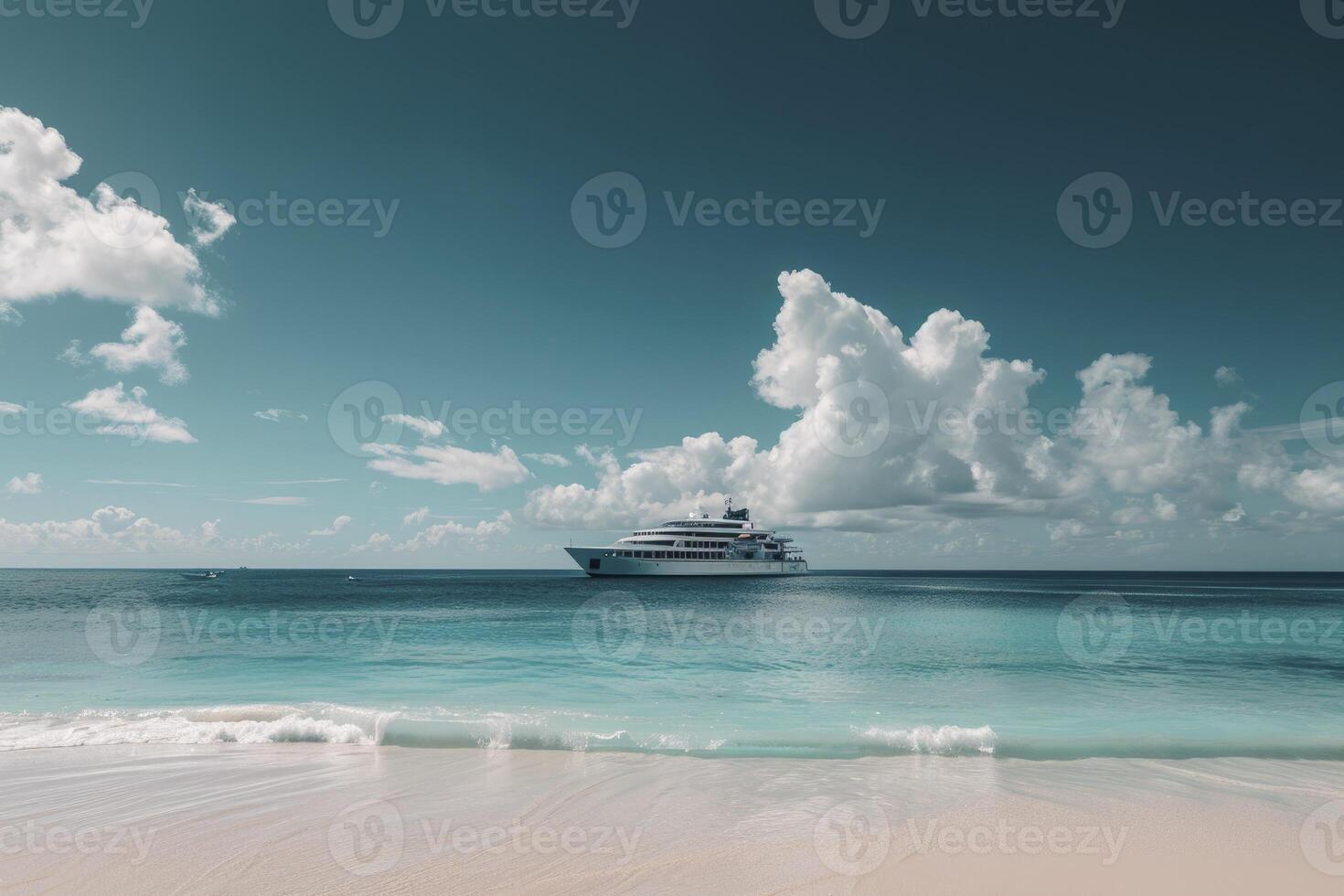 AI generated Caribbean luxury cruise ship landscape. generative ai photo