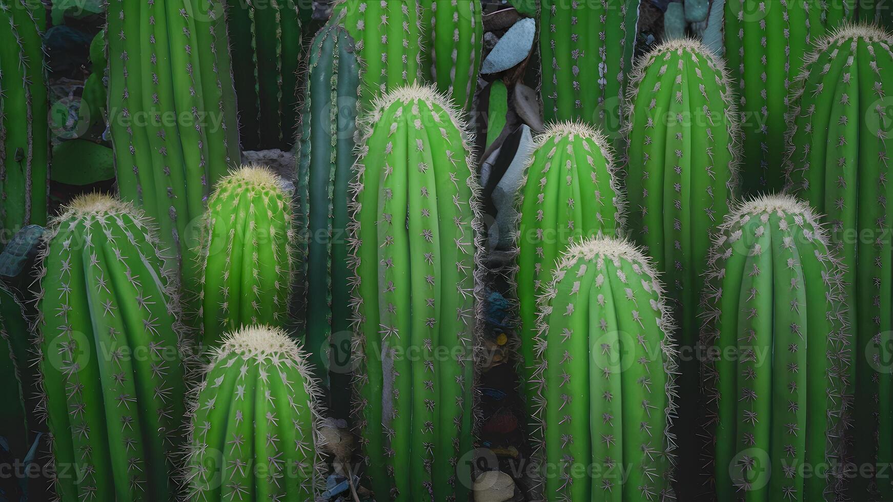 AI generated Close up cactus texture background offers intricate natural patterns photo