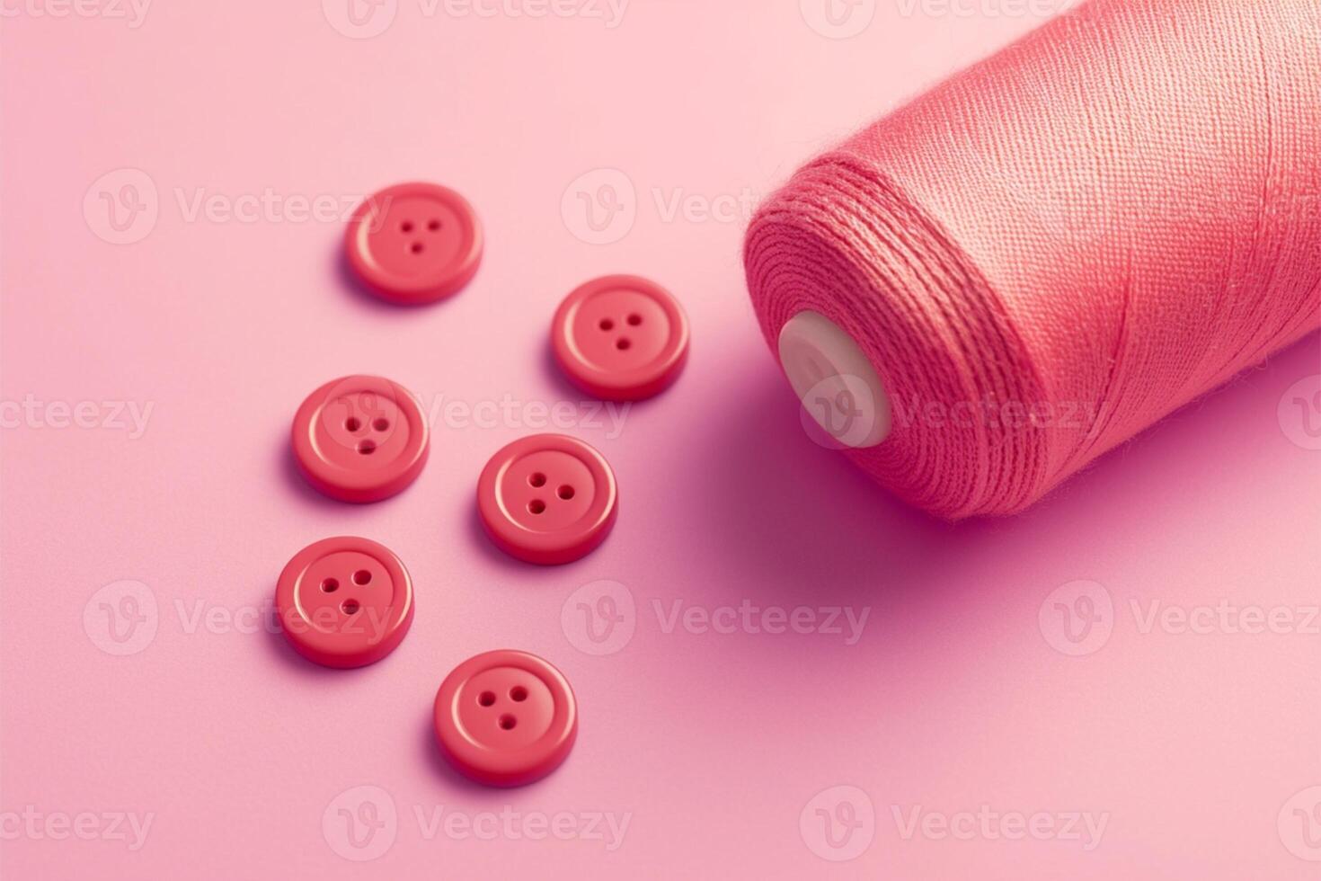 AI generated Beautiful texture with pink buttons and a coil for sewing photo
