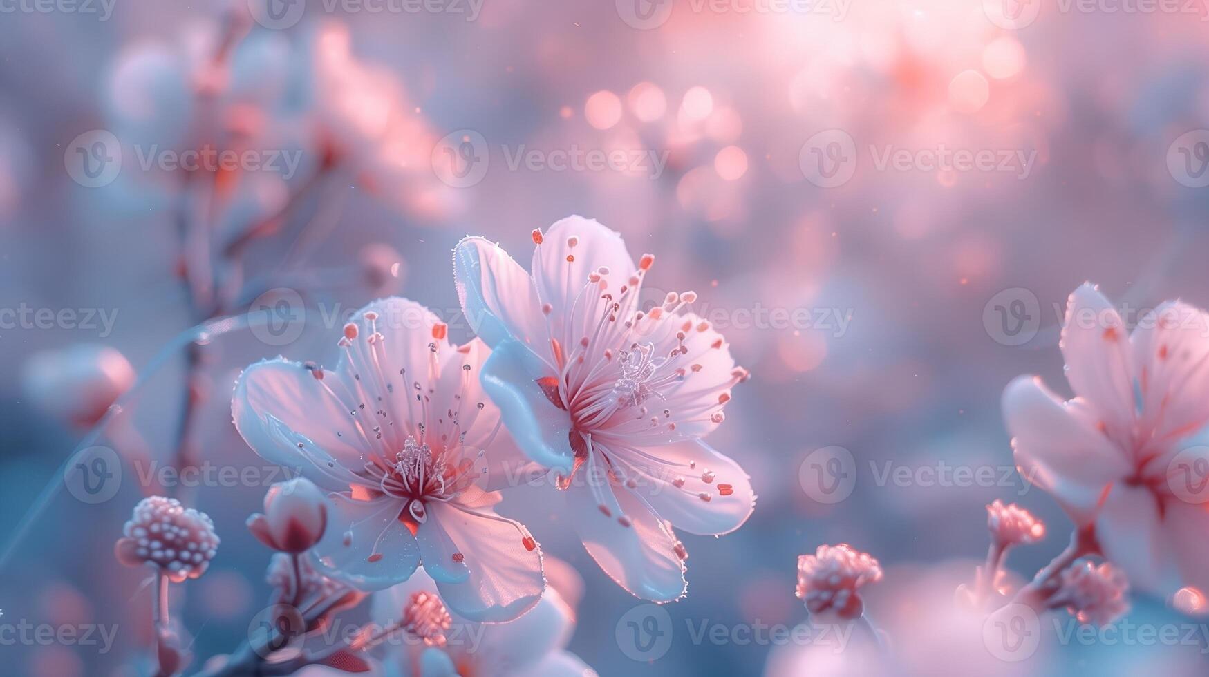 AI generated Tender floral abstract background with spring summer field and bokeh effect photo