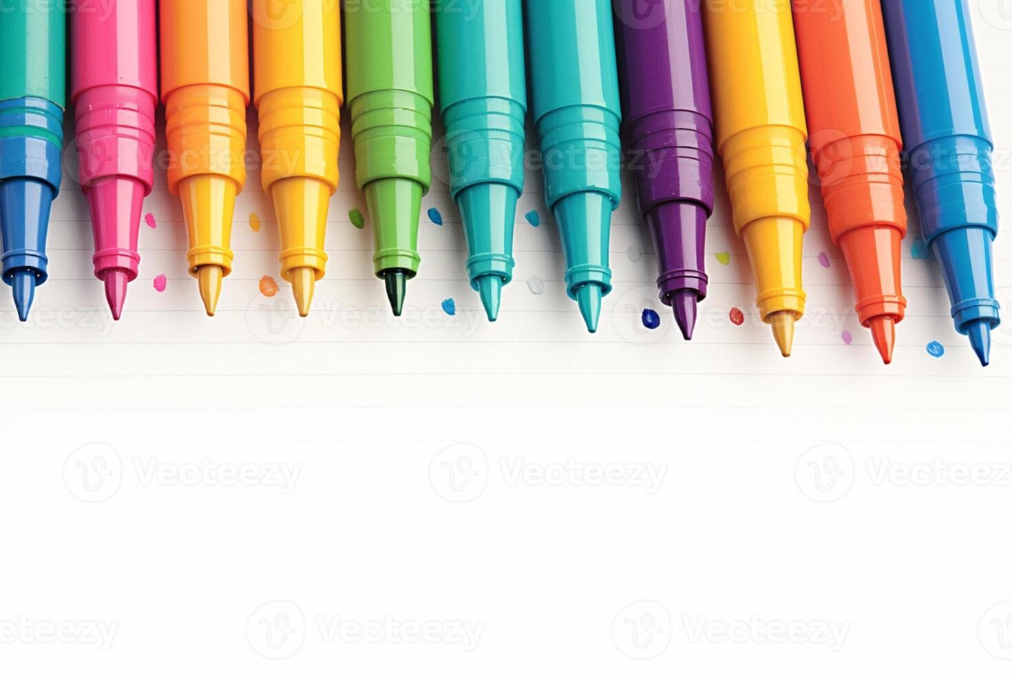 AI generated Magic of colors Bright pens against a clean white backdrop photo
