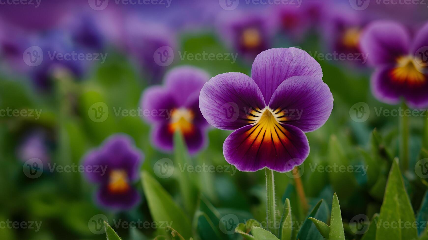 AI generated Beautiful purple violet flower, gorgeous nature in ultra violet photo
