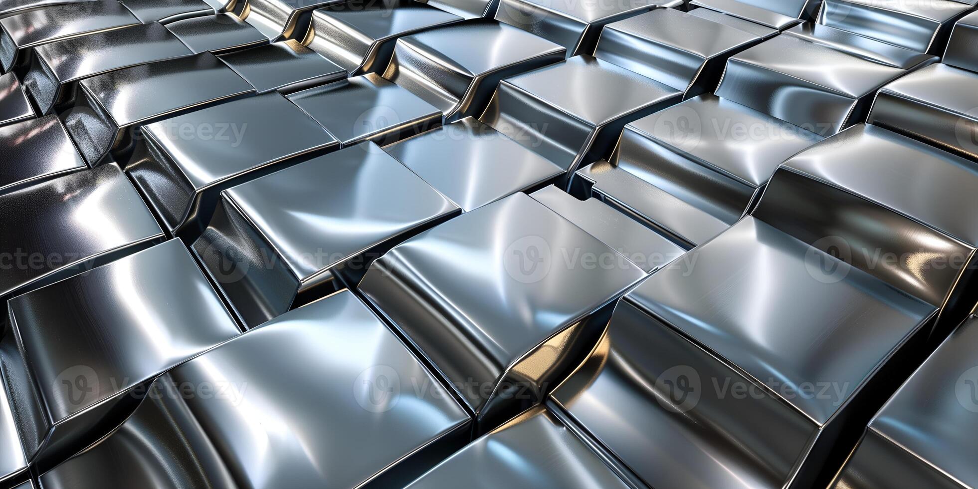 AI generated Chrome silver metallic shiny abstract shapes background photo