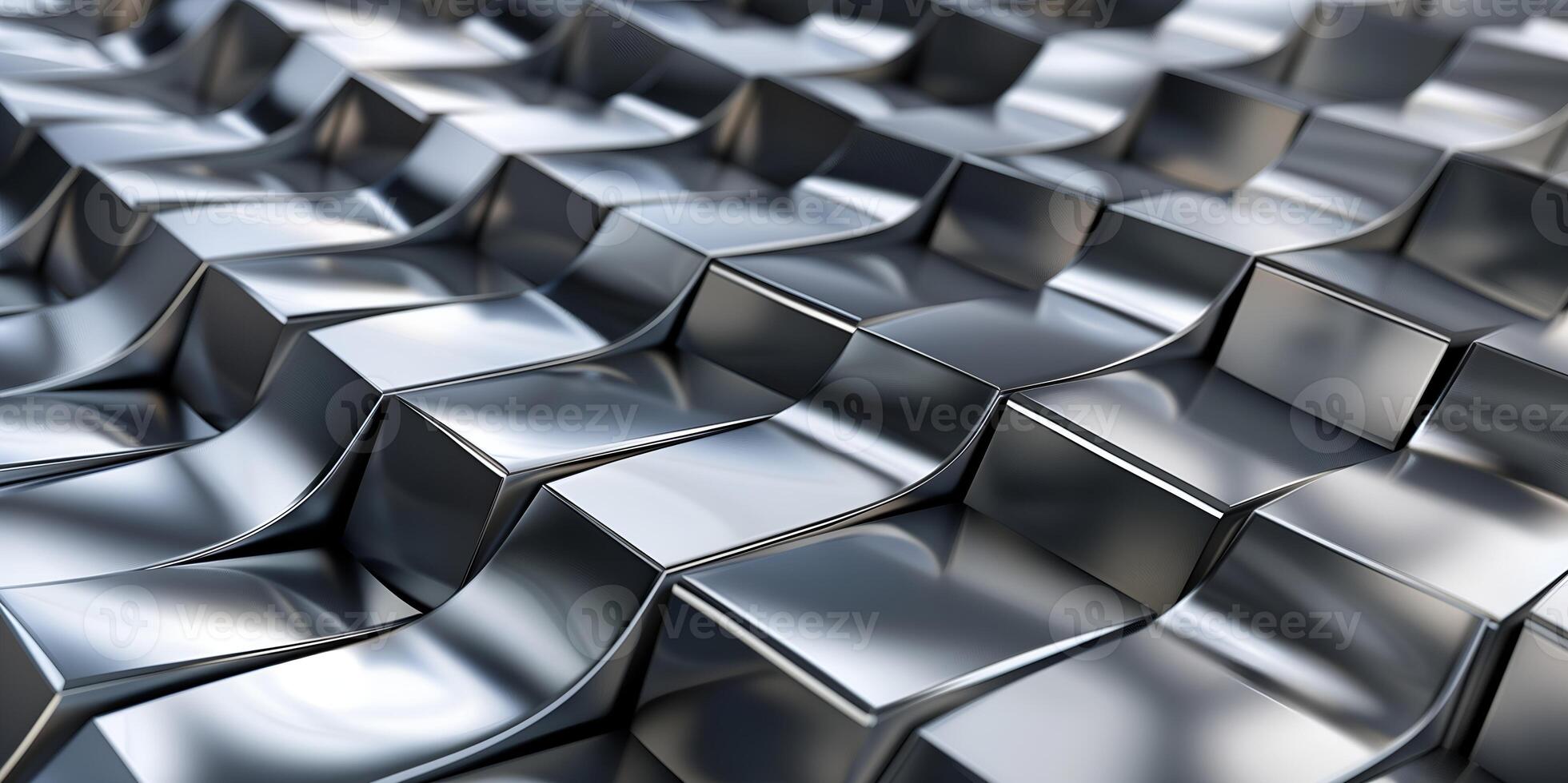 AI generated Chrome silver metallic shiny abstract shapes background photo