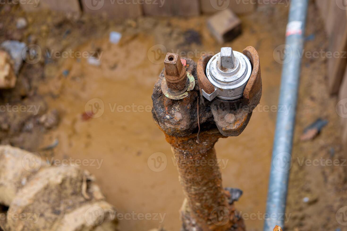 earthworks on a construction site with support struts photo