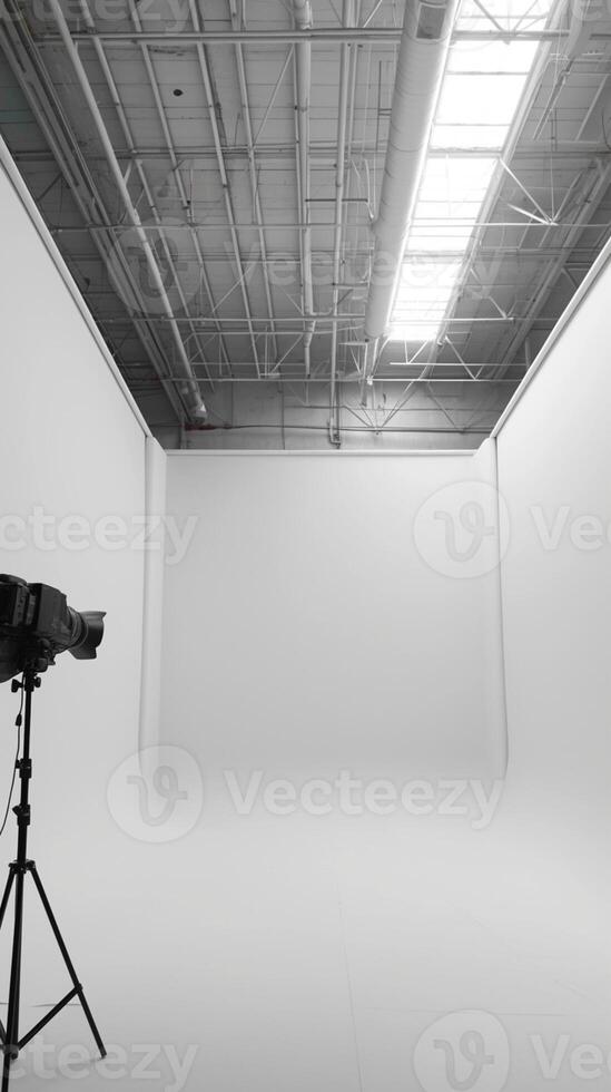 AI generated Studio elegance Empty photo studio with white cyclorama backdrop Vertical Mobile Wallpaper