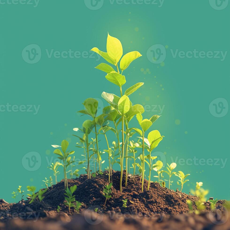 AI generated Financial growth concept Seedling plant on green nature background For Social Media Post Size photo