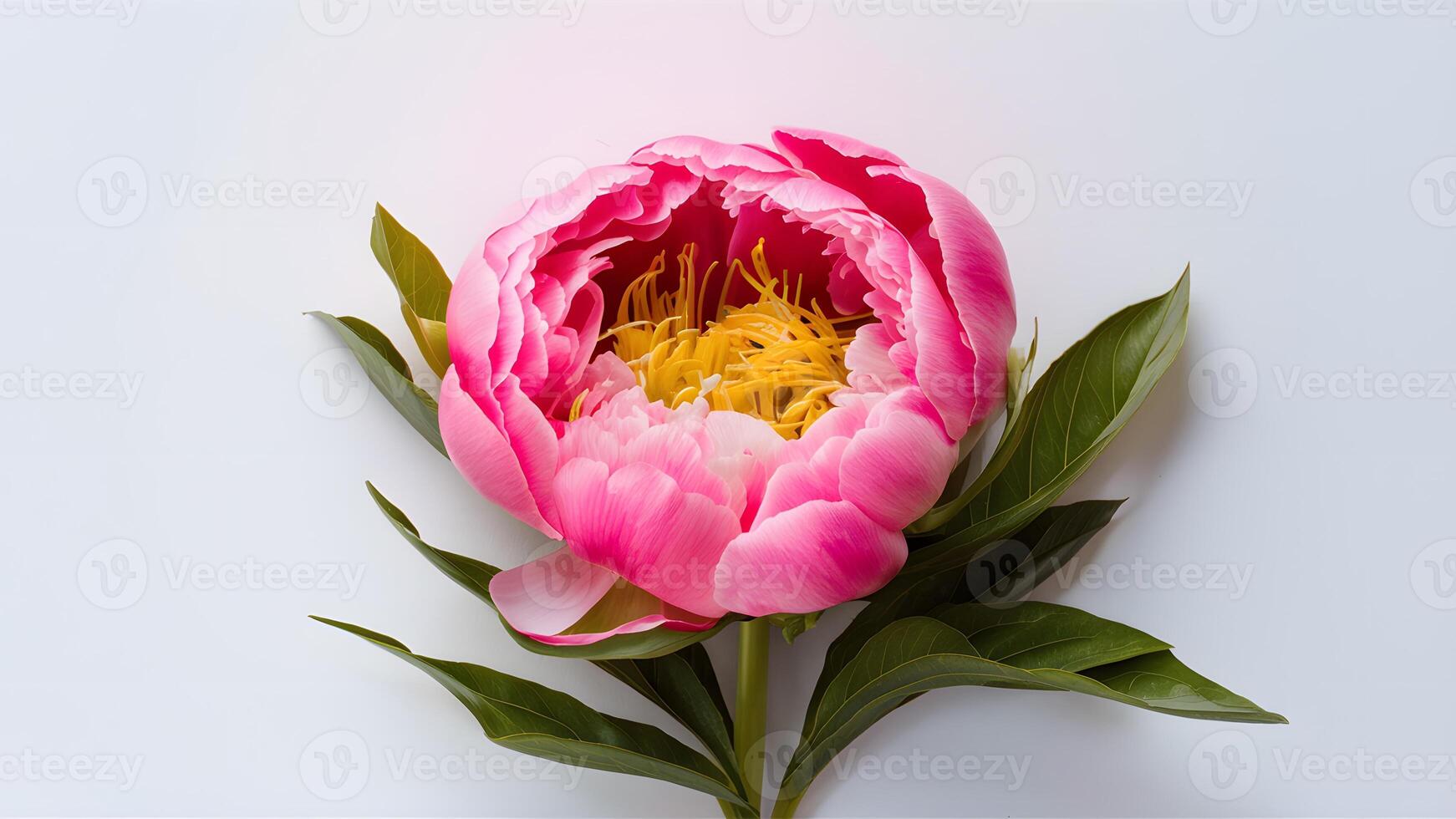 AI generated Beautiful fresh pink peony flower isolated on white background photo