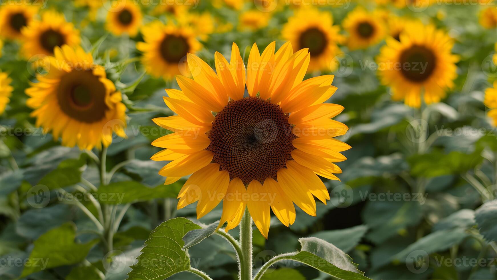 AI generated Bright and beautiful sunflower stands out in elegant background photo