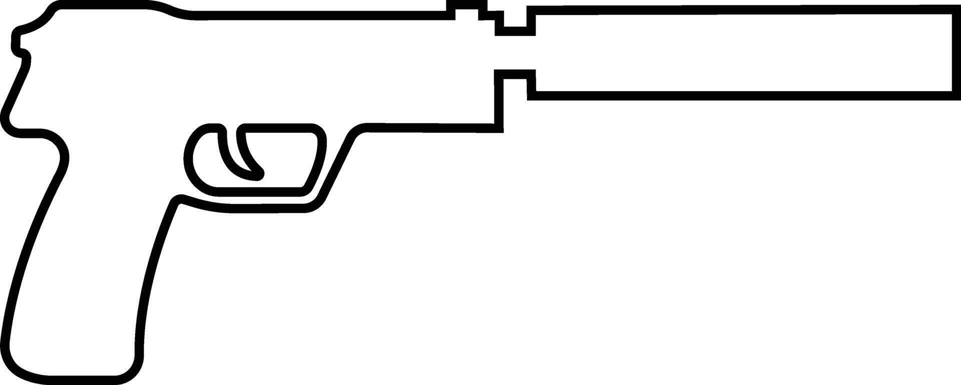 Pistol icon in line from army and war isolated on symbol vector for apps and website. gun, rifle, revolver for Wild West concept, police officer ammunition or military weapon.