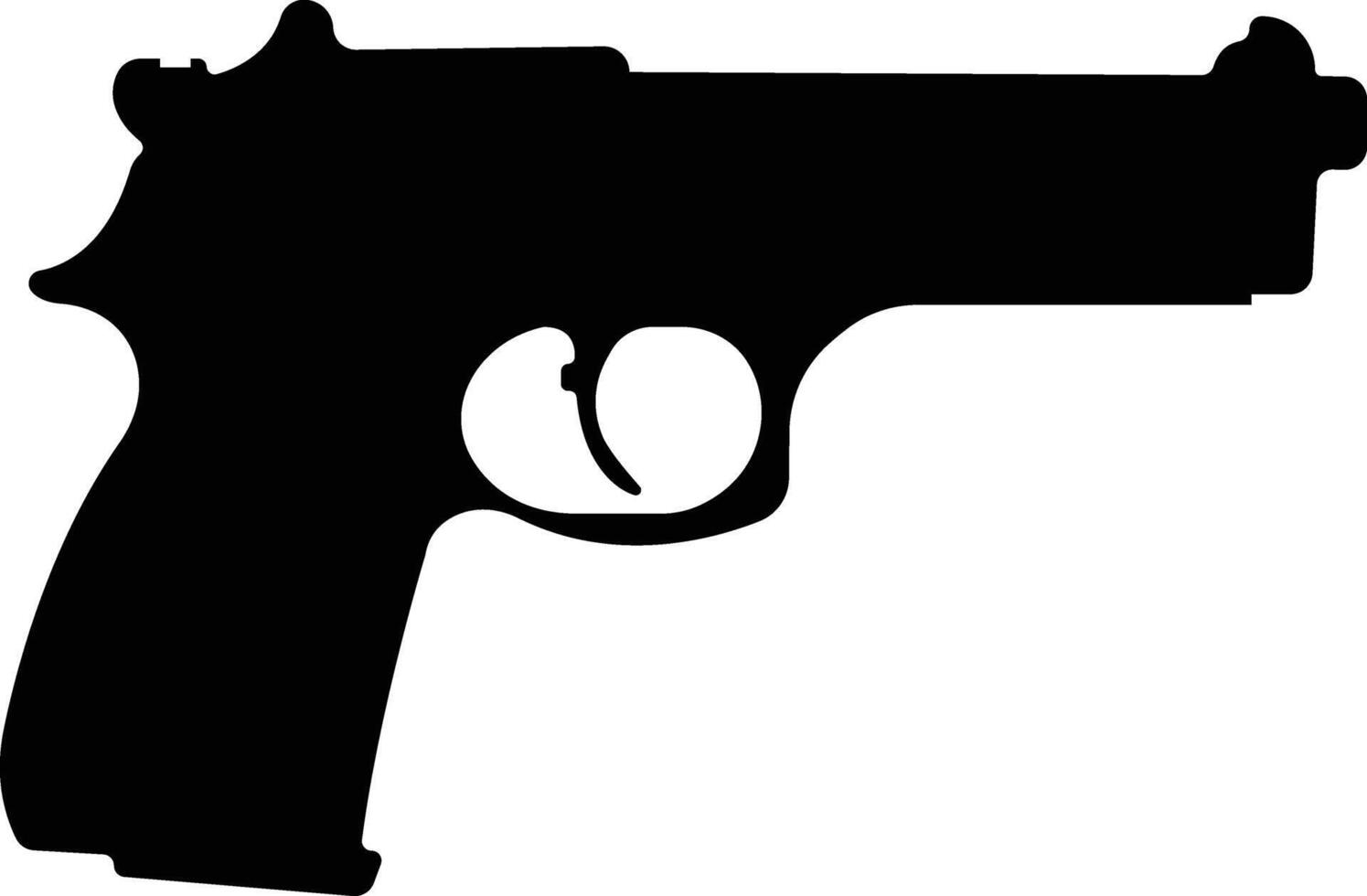 Pistol icon in flat from army and war isolated on symbol vector for apps and website. gun, rifle, revolver for Wild West concept, police officer ammunition or military weapon.