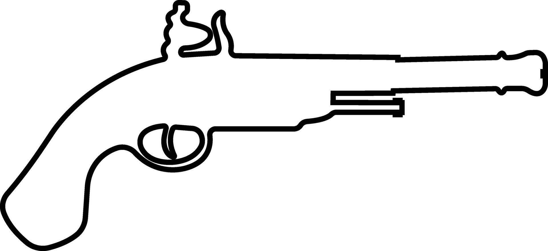 Pistol icon in line from army and war isolated on symbol vector for apps and website. gun, rifle, revolver for Wild West concept, police officer ammunition or military weapon.