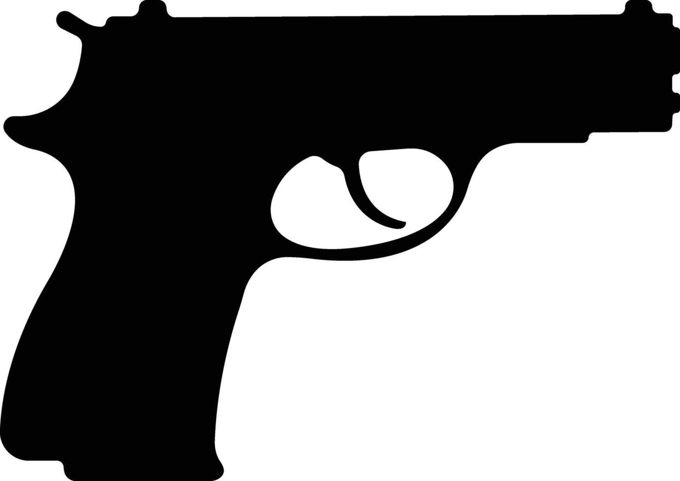 Pistol icon in flat from army and war isolated on symbol vector for apps and website. gun, rifle, revolver for Wild West concept, police officer ammunition or military weapon.