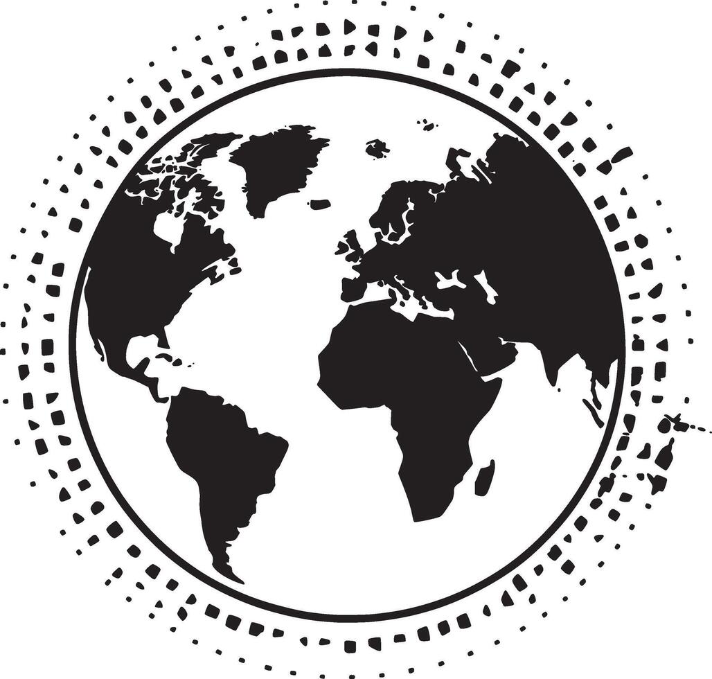 the earth is shown in a black and white design vector