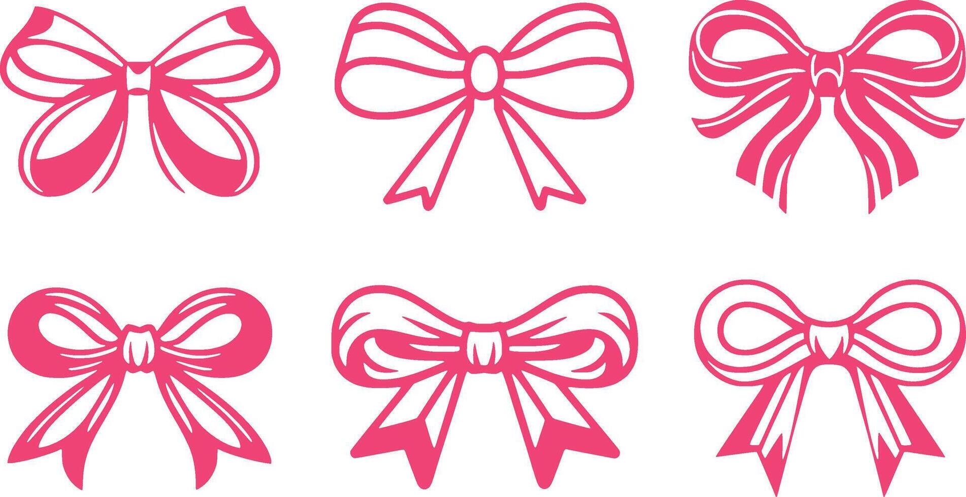 a set of pink bows vector