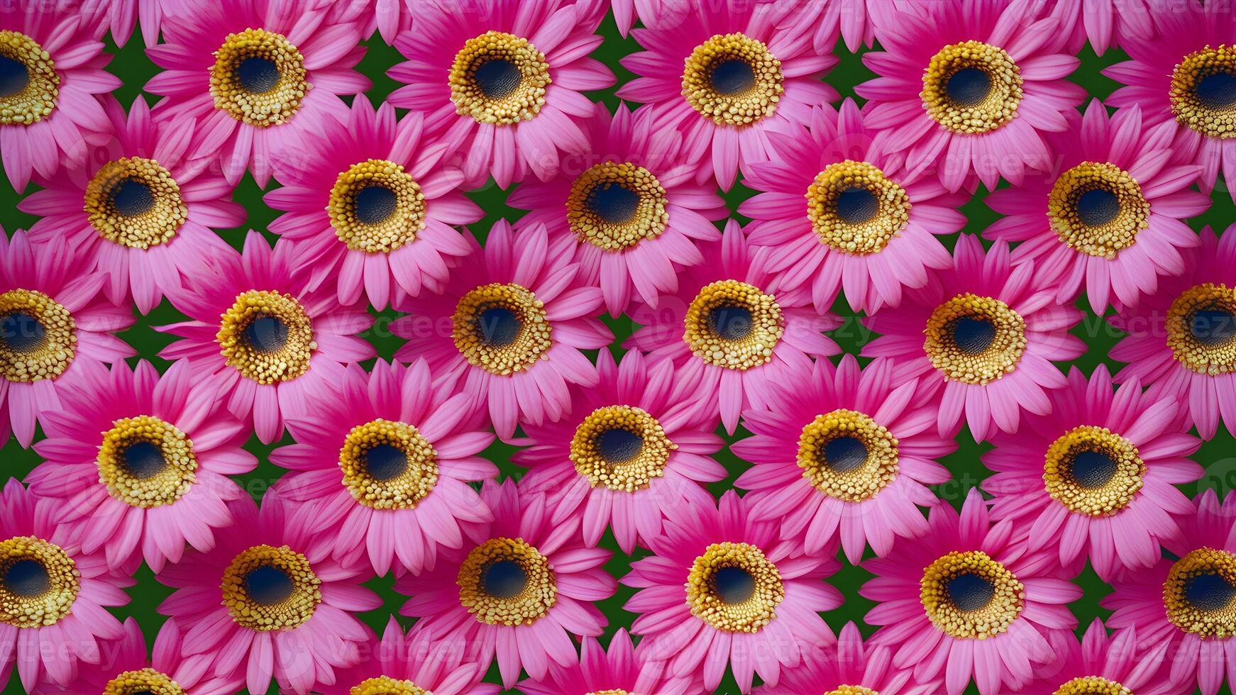 AI generated Closely arranged symmetrically aligned pink gerbera flower display photo