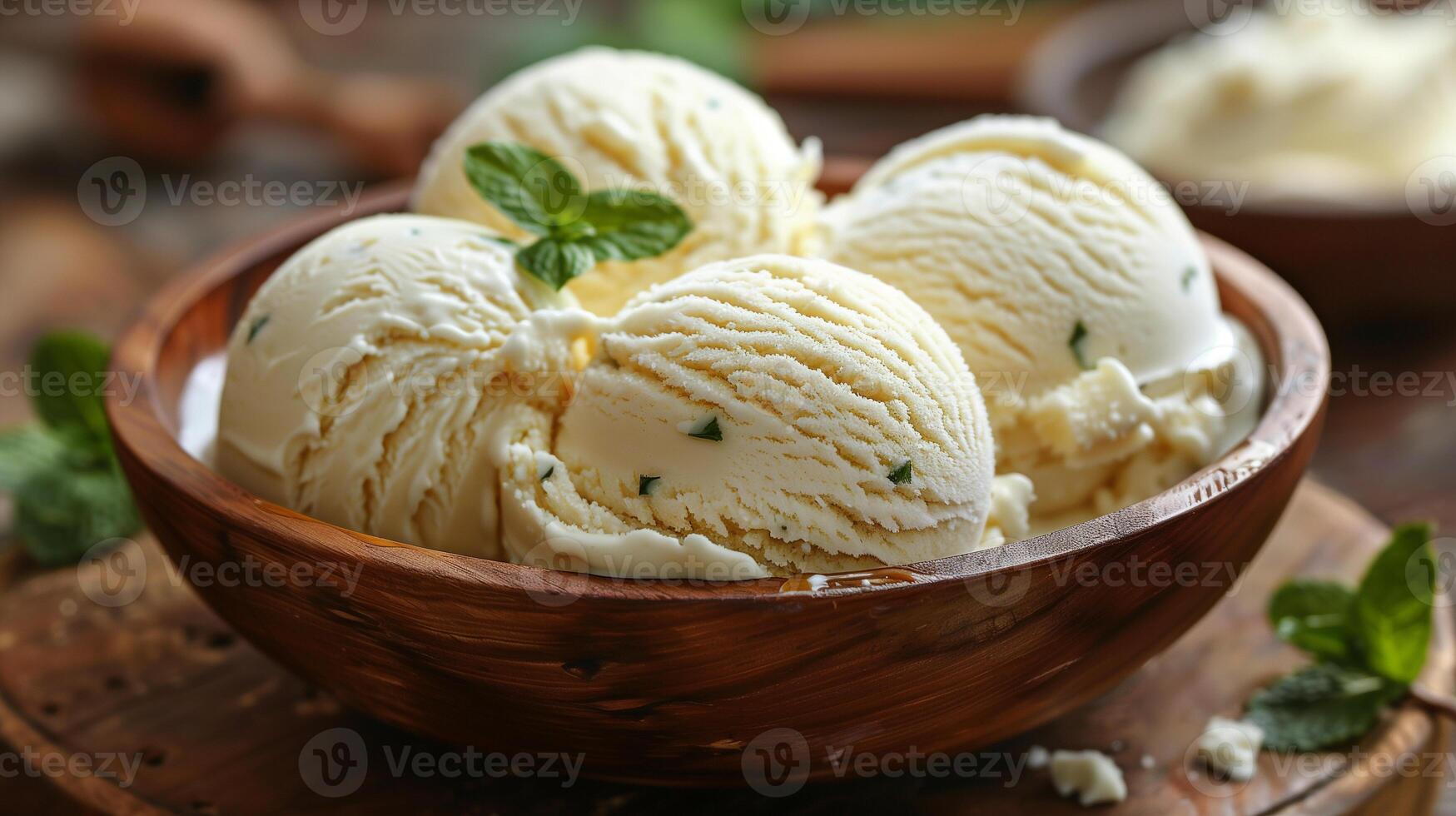 AI generated Ice Cream On Bowl Background photo