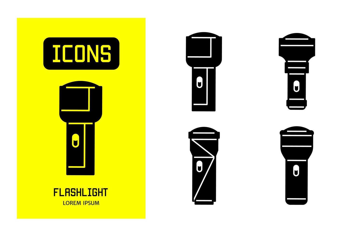 Set of flat icons of  flashlight. Vector design for business and stock.