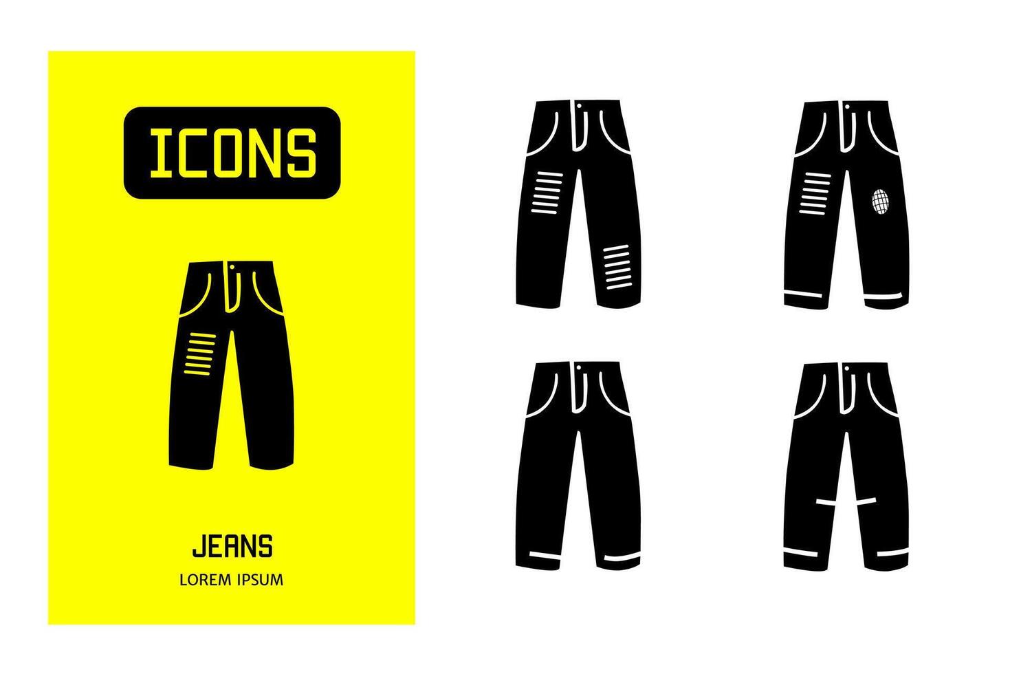 Set of flat icons of  pants. Vector design for business and stock.