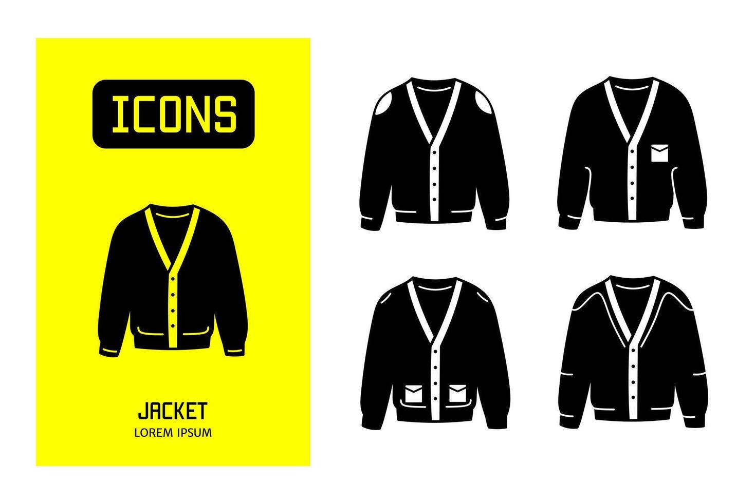 Set of flat icons of  jacket. Vector design for business and stock.