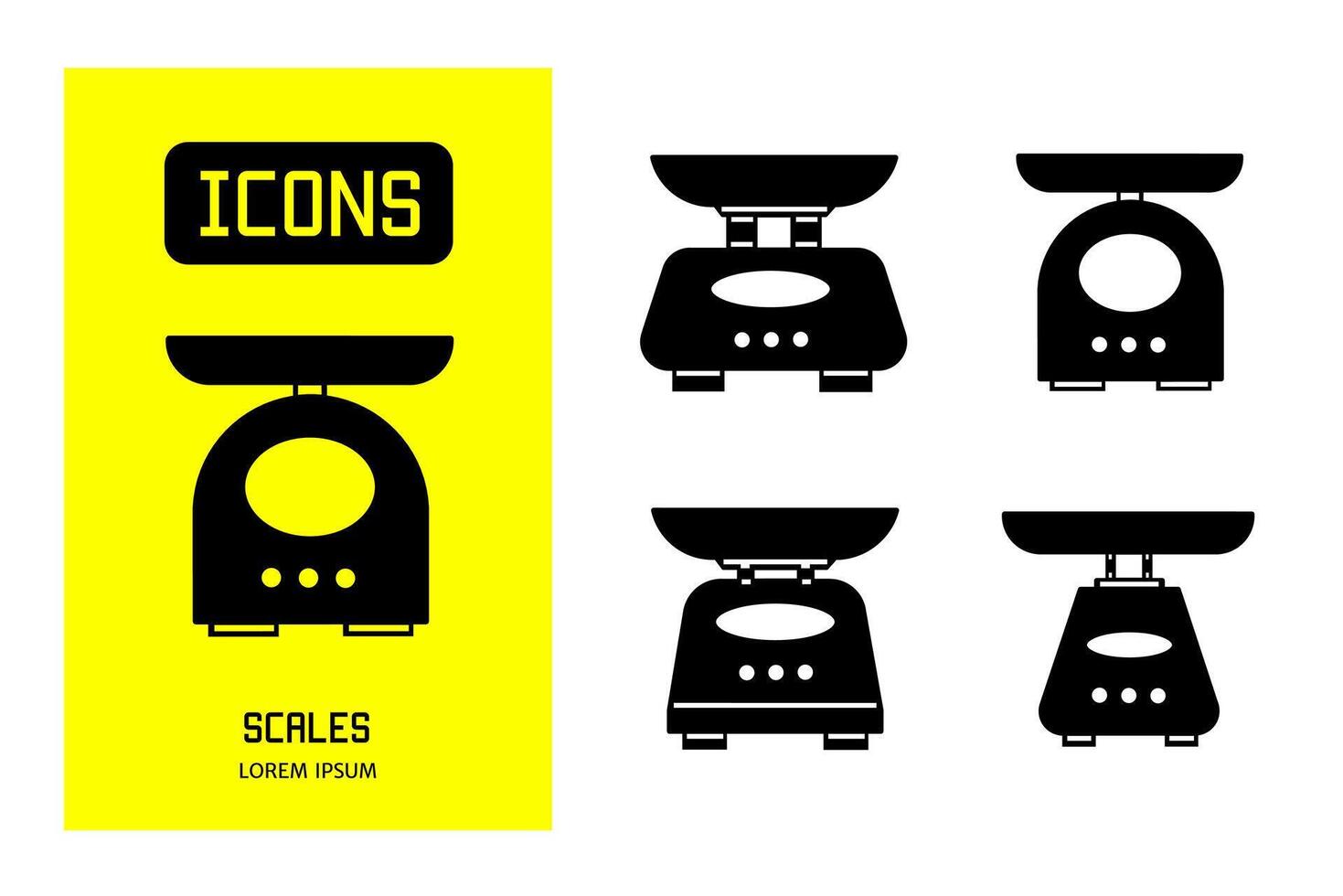Set of flat icons of  weight scales. Vector design for business and stock.