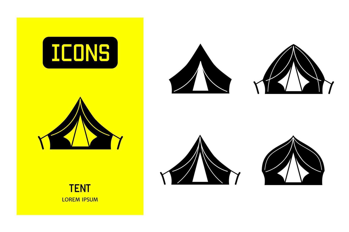 Set of flat icons of  tent. Vector design for business and stock.
