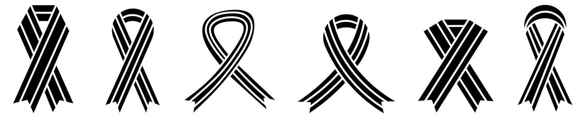 Ribbon icon illustration. Black and white ribbon icon set. Stock vector collection.